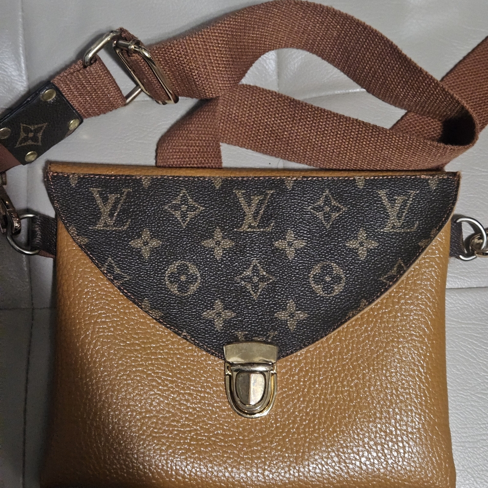 Upcycled LV Brown and Caramel Crossbody Bag